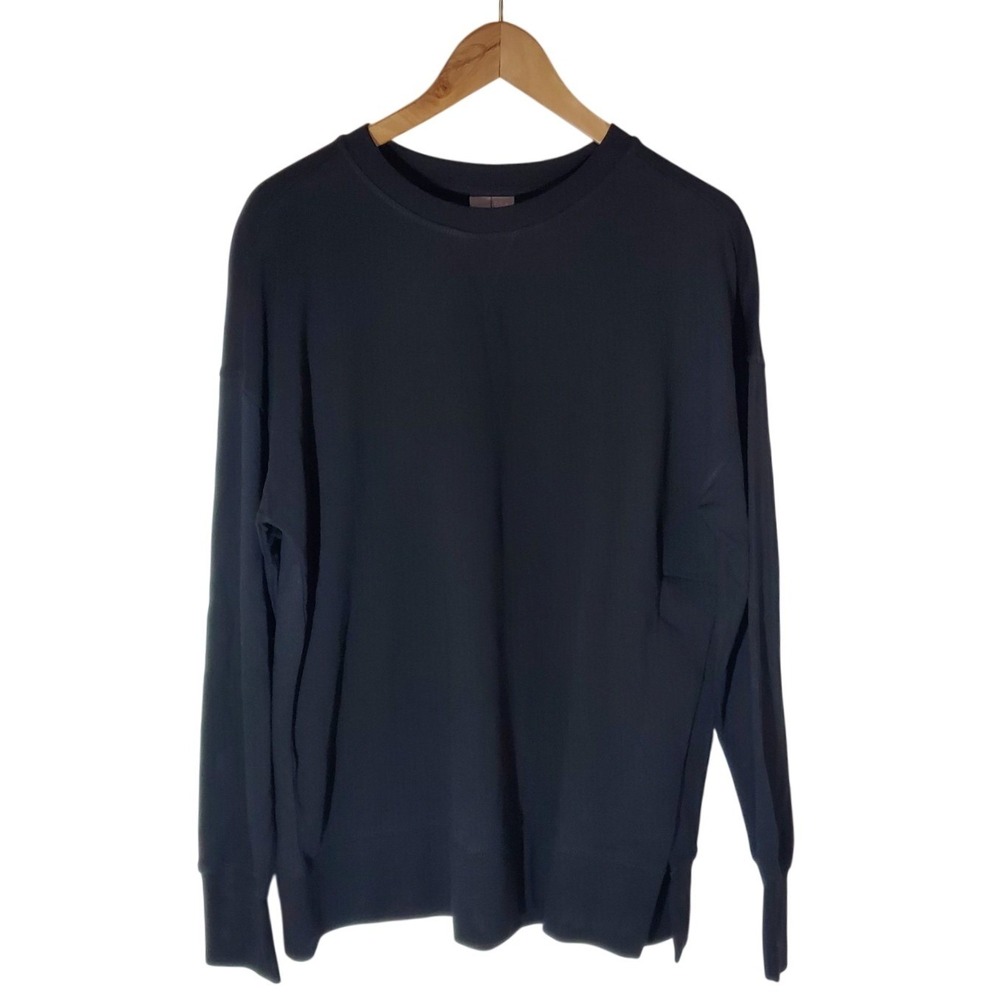 Sweaty Betty After Class Split Sweatshirt Black Crew Neck Size S US 4-6 Pullover